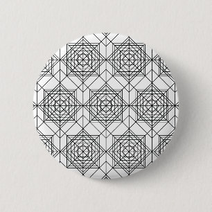 Vintage Schwarz-Weiß-Linienmuster - Weiß Button