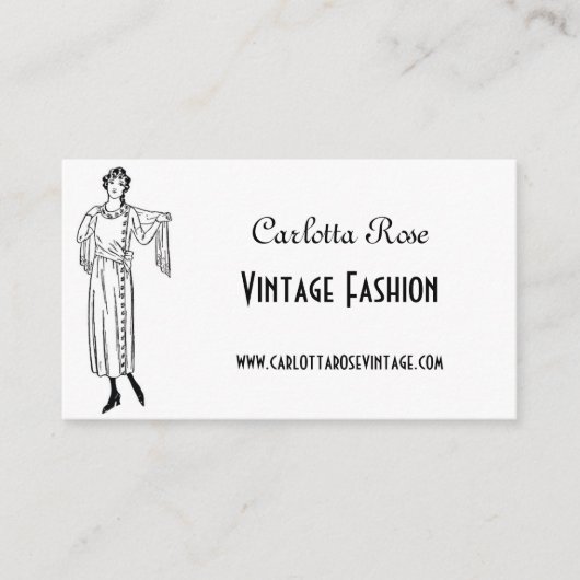 Vintage Schwarz-Weiß-Mode Visitenkarte (Vorderseite)