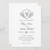 Vintage Schwarz-Weiß-Monogramm-Hochzeit Einladung (Vorne/Hinten)