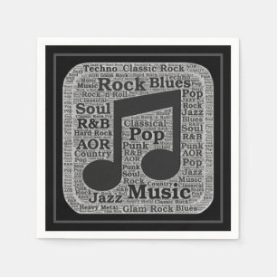 Vintage Schwarz-Weiß-Musik Genres Serviette