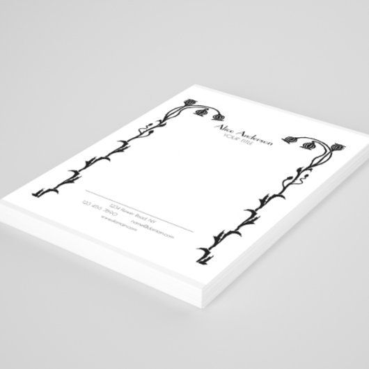 Vintage Schwarz-Weiß-Nouveau-Wildblume Notizblock