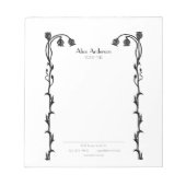 Vintage Schwarz-Weiß-Nouveau-Wildblume Notizblock (Vorderseite)