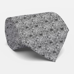 Vintage Schwarz-Weiß-Paisley-Muster Elegant Krawatte
