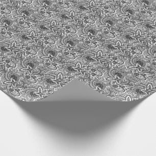 Vintage Schwarz-Weiß-Paisleymuster   Elegant  Geschenkpapier