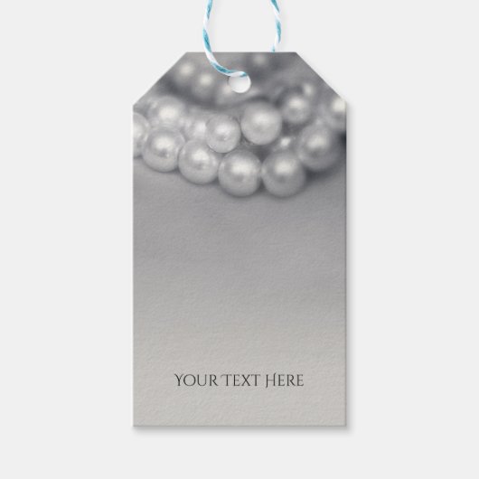 Vintage Schwarz-Weiß-Perlen Chic Hochzeit Geschenkanhänger (Vorderseite)