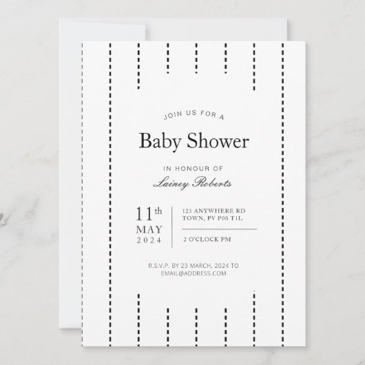 Vintage Schwarz-Weiß-Pinstripe-Dusche Einladung (Vorderseite)