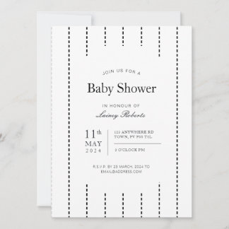 Vintage Schwarz-Weiß-Pinstripe-Dusche Einladung