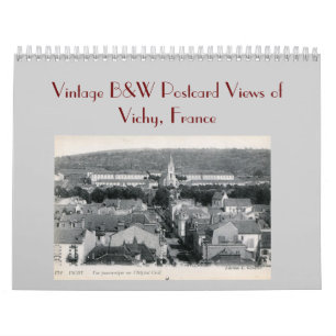 Vintage Schwarz-Weiß-Postkartenansichten von Vichy Kalender