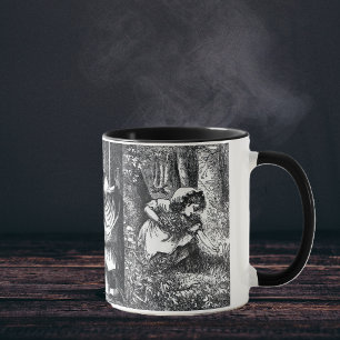 Vintage Schwarz-Weiß-Rotkäppchen-Zeichnungen Tasse