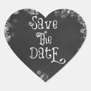 Vintage Schwarz-Weiß Save-the-Date Herz-Aufkleber