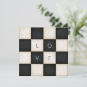 Vintage Schwarz-Weiß-Schachbretter mit benutzerdef Dankeskarte (Stehend Vorderseite)