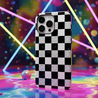 Vintage Schwarz-Weiß-Schachbretthaube iPhone 16 Pro Max Hülle