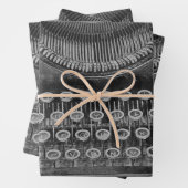 Vintage Schwarz-Weiß-Schreibmaschine Geschenkpapier Set (Beispiel)