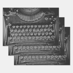 Vintage Schwarz-Weiß-Schrift Geschenkpapier Set