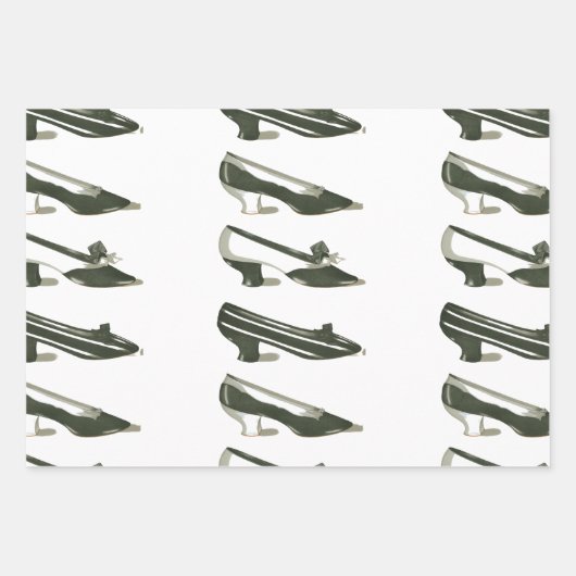 Vintage Schwarz-Weiß-Schuhe Geschenkpapier Set (Vorderseite 2)