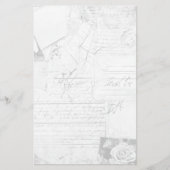 Vintage Schwarz-Weiß-Shabby-Chic-Schreibwaren Briefpapier (Vorderseite)