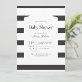 Vintage Schwarz-Weiß-Streifen-Dusche Einladung (Stehend Vorderseite)