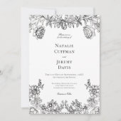 Vintage Schwarz-Weiß-Tapisserie Einladung (Vorderseite)