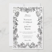 Vintage Schwarz-Weiß-Tapisserie Einladung (Vorderseite)