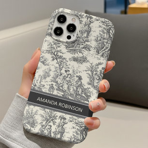 Vintage Schwarz-Weiß-Toile-de-Jouy-Druck iPhone 16 Hülle