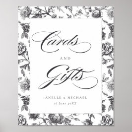 Vintage Schwarz-Weiß-Toile-Karten und Geschenkguts Poster