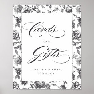 Vintage Schwarz-Weiß-Toile-Karten und Geschenkguts Poster