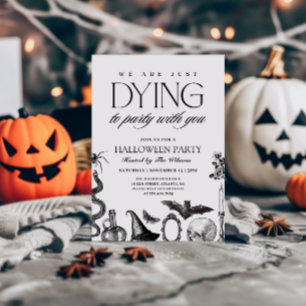 Vintage Schwarz-Weiß-Totenkopf-Halloween  Einladung