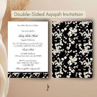 Vintage Schwarz Weiß und Beige Old Money Aqiqah Einladung