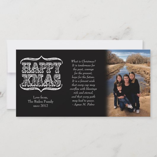 Vintage Schwarz-Weiß-Weihnachtsfotokarte Feiertagskarte (Vorderseite)