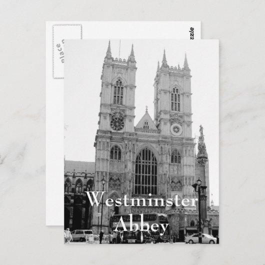 Vintage Schwarz-Weiß-Westminster-Abtei Postkarte (Vorne/Hinten)