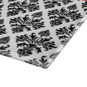 Vintage Schwarz-weiße Damaske #3 Rote Bezeichnung  Schneidebrett (Ecke)