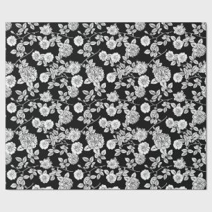 Vintage Schwarz   Weiße Floralien DIY-Hintergrund Geschenkpapier