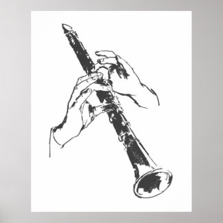Vintage Schwarz-weiße Hände Clarinet Benny Goodman Poster