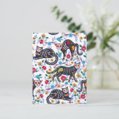 Vintage Schwarz-weiße Katzen Halloween Gothic Postkarte (Stehend Vorderseite)