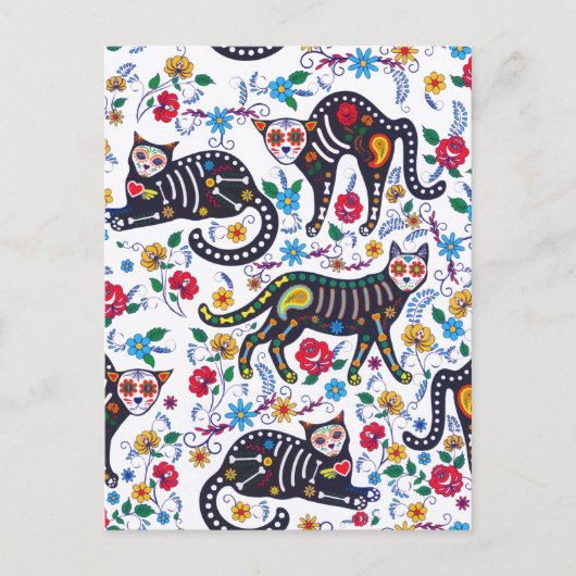 Vintage Schwarz-weiße Katzen Halloween Gothic Postkarte (Vorderseite)