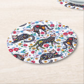 Vintage Schwarz-weiße Katzen Halloween Gothic Runder Pappuntersetzer (Angewinkelt)