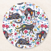 Vintage Schwarz-weiße Katzen Halloween Gothic Runder Pappuntersetzer (Vorderseite)