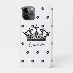 Vintage schwarz-weiße königliche Blumenkrone Queen Case-Mate iPhone Hülle