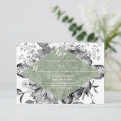 Vintage Schwarz-weiße Sage Green UAWG RSVP Karte (Stehend Vorderseite)