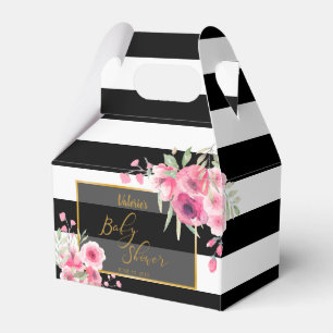 Vintage Schwarz-weiße Streifen-mit Blumeneinladun Geschenkschachtel