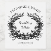 Vintage Schwarz-weiße Wirbel Weinkultur Weinetikett (Einzelnes Label)