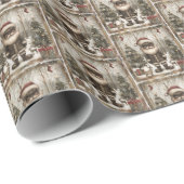 Vintage Schwarz-Winter-Schneewaldlandschaft Geschenkpapier (Rolleneckpunkt)