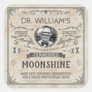 Vintage Schwarzbrenner Hillbilly Medizin Benutzerb Quadratischer Aufkleber