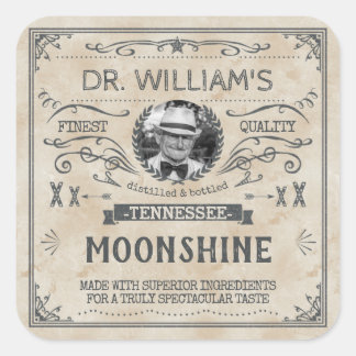 Vintage Schwarzbrenner Hillbilly Medizin Benutzerb Quadratischer Aufkleber