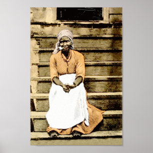 Vintage schwarze Amerikanerin auf Veranda mit Ziga Poster