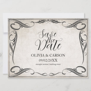 Vintage Schwarze Art Deco Hochzeit Save the Date