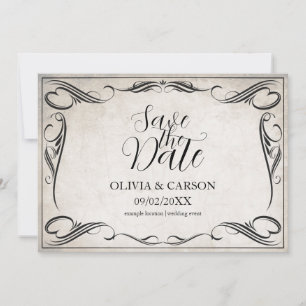 Vintage Schwarze Art Deco Hochzeit Save the Date