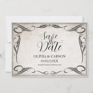 Vintage Schwarze Art Deco Hochzeit Save the Date