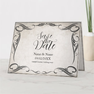 Vintage Schwarze Art Deco Hochzeit Save the Date Karte
