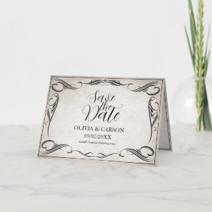 Vintage schwarze Art Deco Hochzeit - Save-the-Date Karte